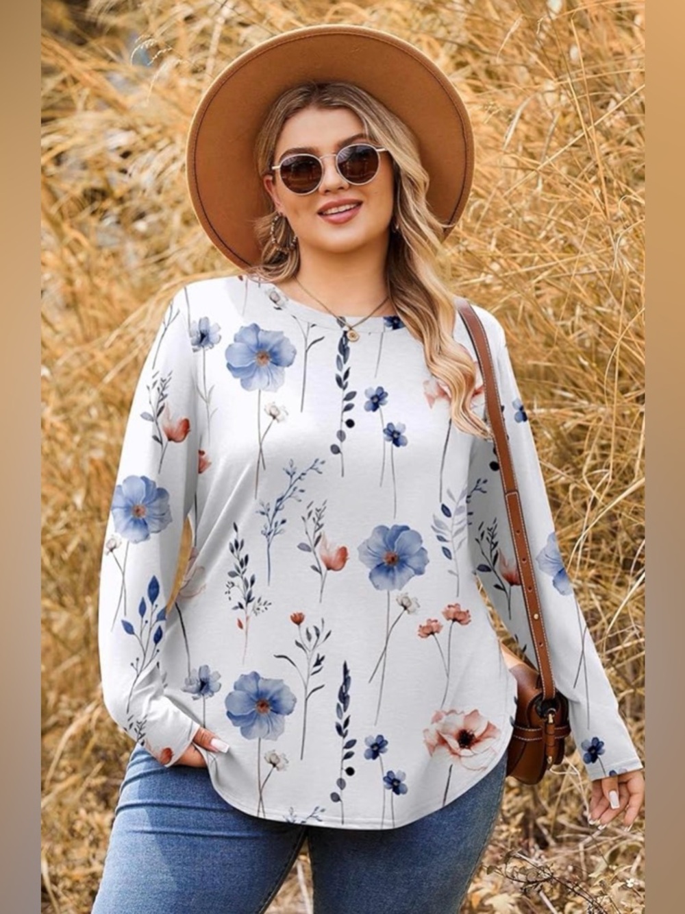 CHICME FLORAL LONG SLEEVE TOP